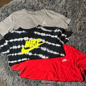 Nike Red, Gray, and Black Tie-Dye T-Shirts